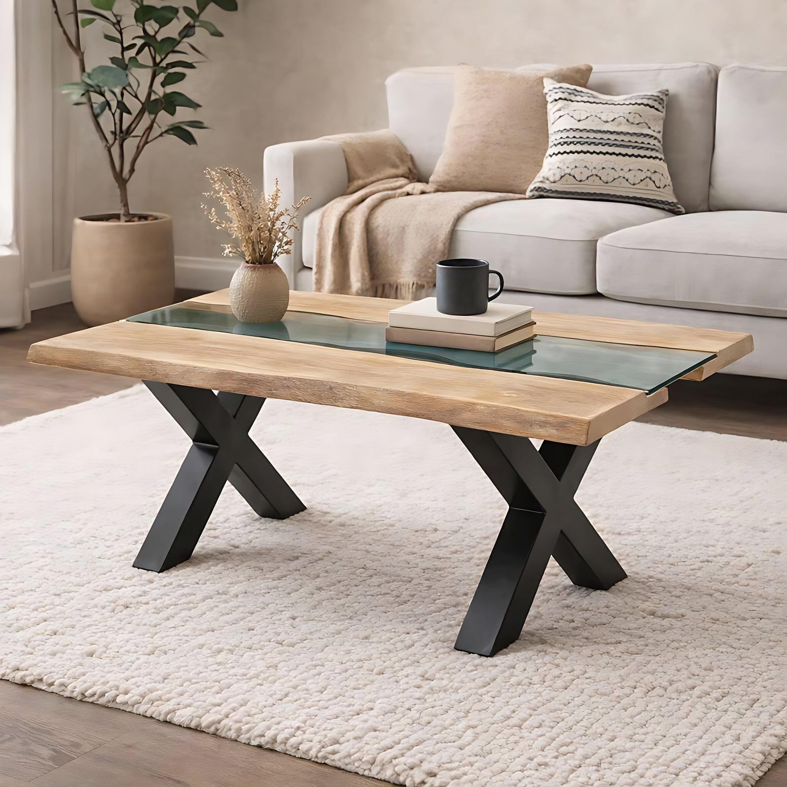 Live Edge Light Acacia River Coffee Table