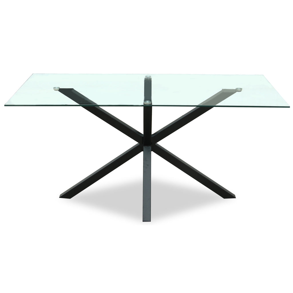 Rectangular glass dining table by Hill Interiors with sleek modern design, perfect for contemporary dining rooms.