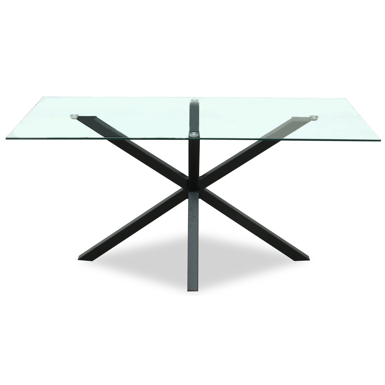 Rectangular glass dining table by Hill Interiors with sleek modern design, perfect for contemporary dining rooms.