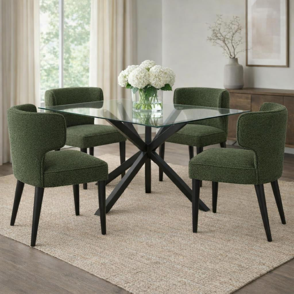 Hill Interiors Avia dining chair with wooden legs and cushioned seat, modern design for kitchen or dining room.