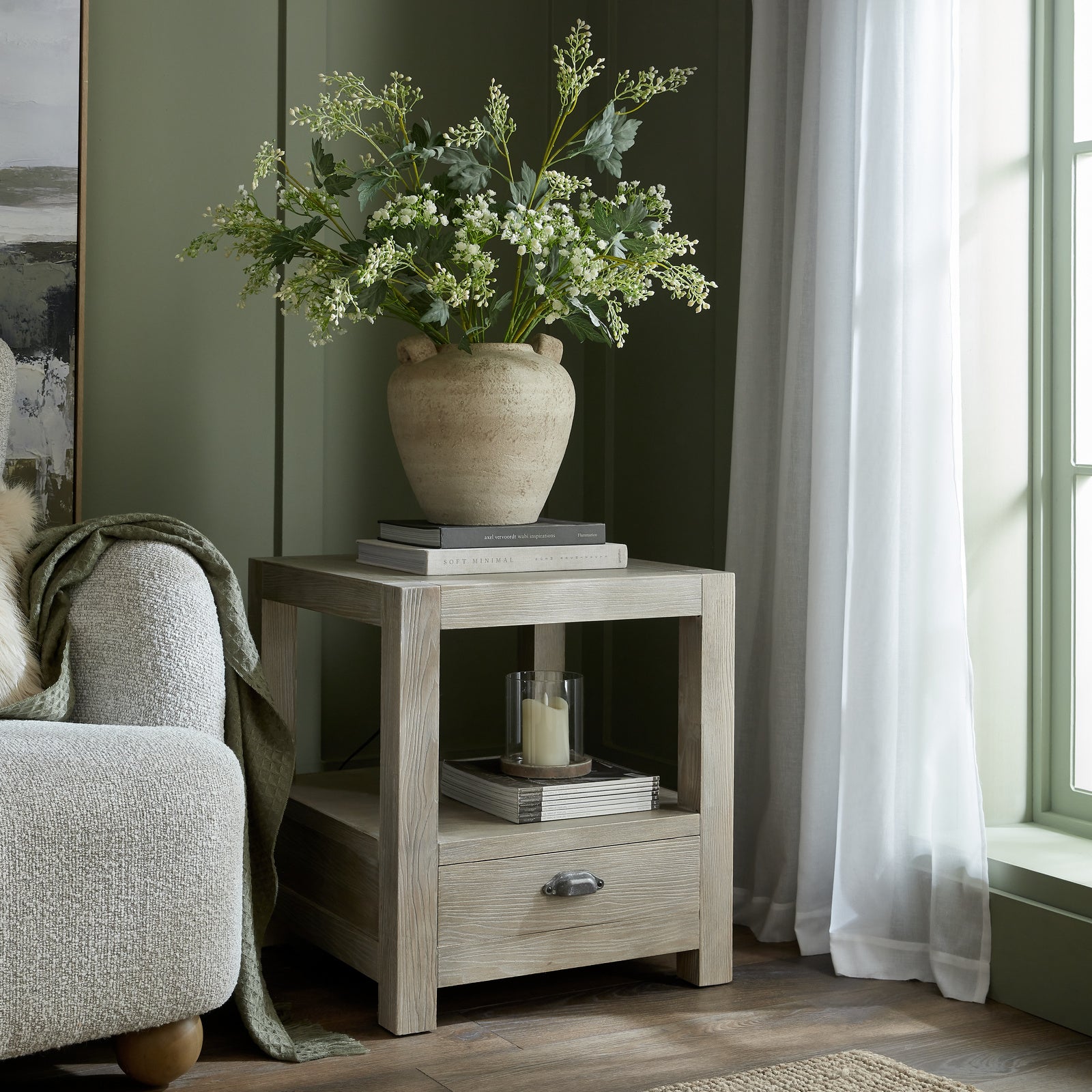 Haldon 1 Drawer Side Table With Shelf