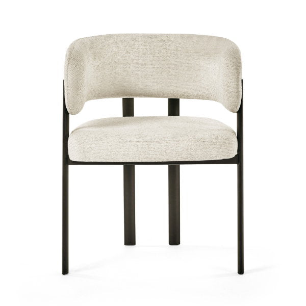 Set of two Julian Bowen Bolivia dining chairs with wooden legs and upholstered seats, modern and stylish for dining rooms