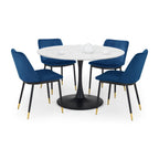 Pair of Julian Bowen Delaunay Dining Chairs featuring modern design with wooden legs and cushioned seats.