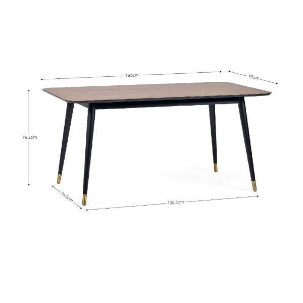 Findlay Rectangular Dining Table - Walnut & Black
