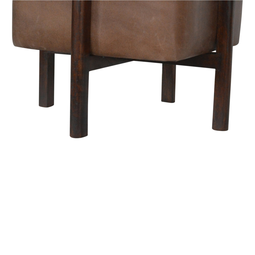 Solid Wood Leather Footstool