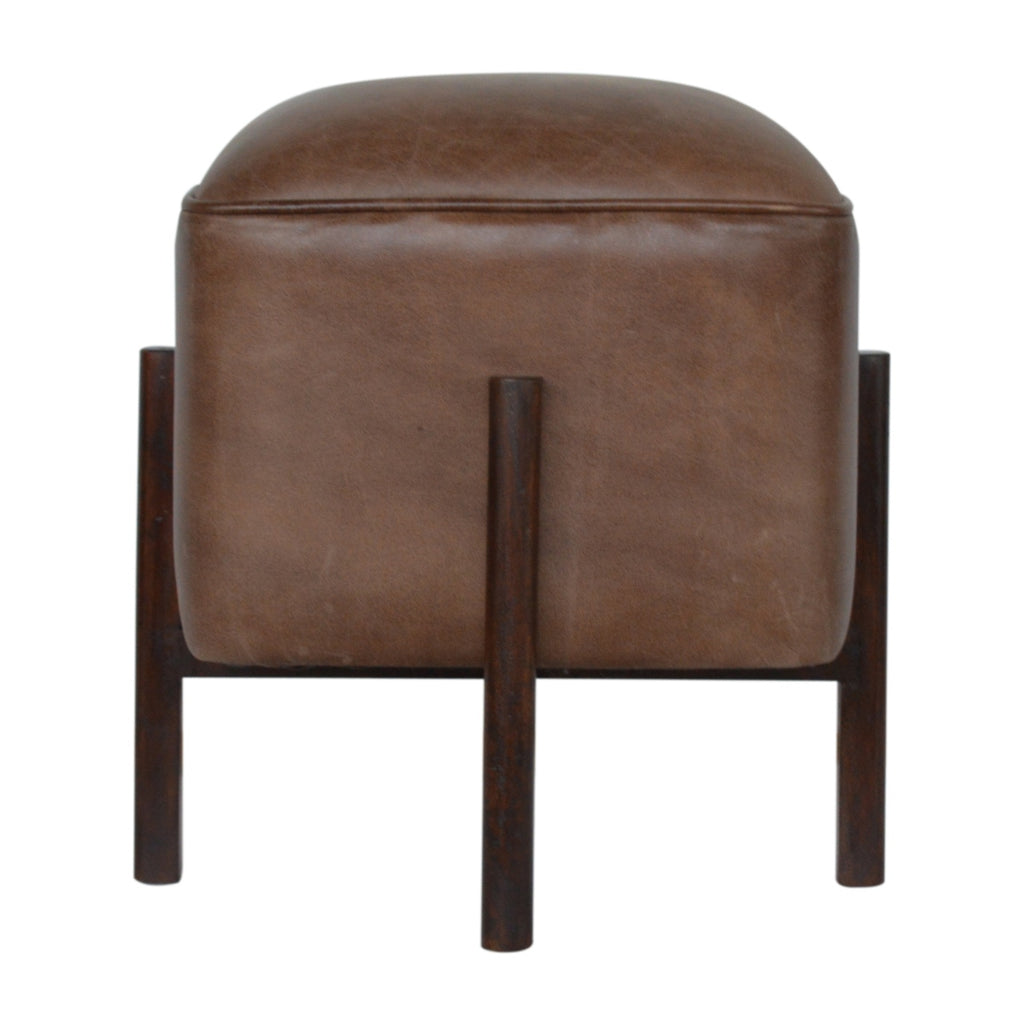 Solid Wood Leather Footstool