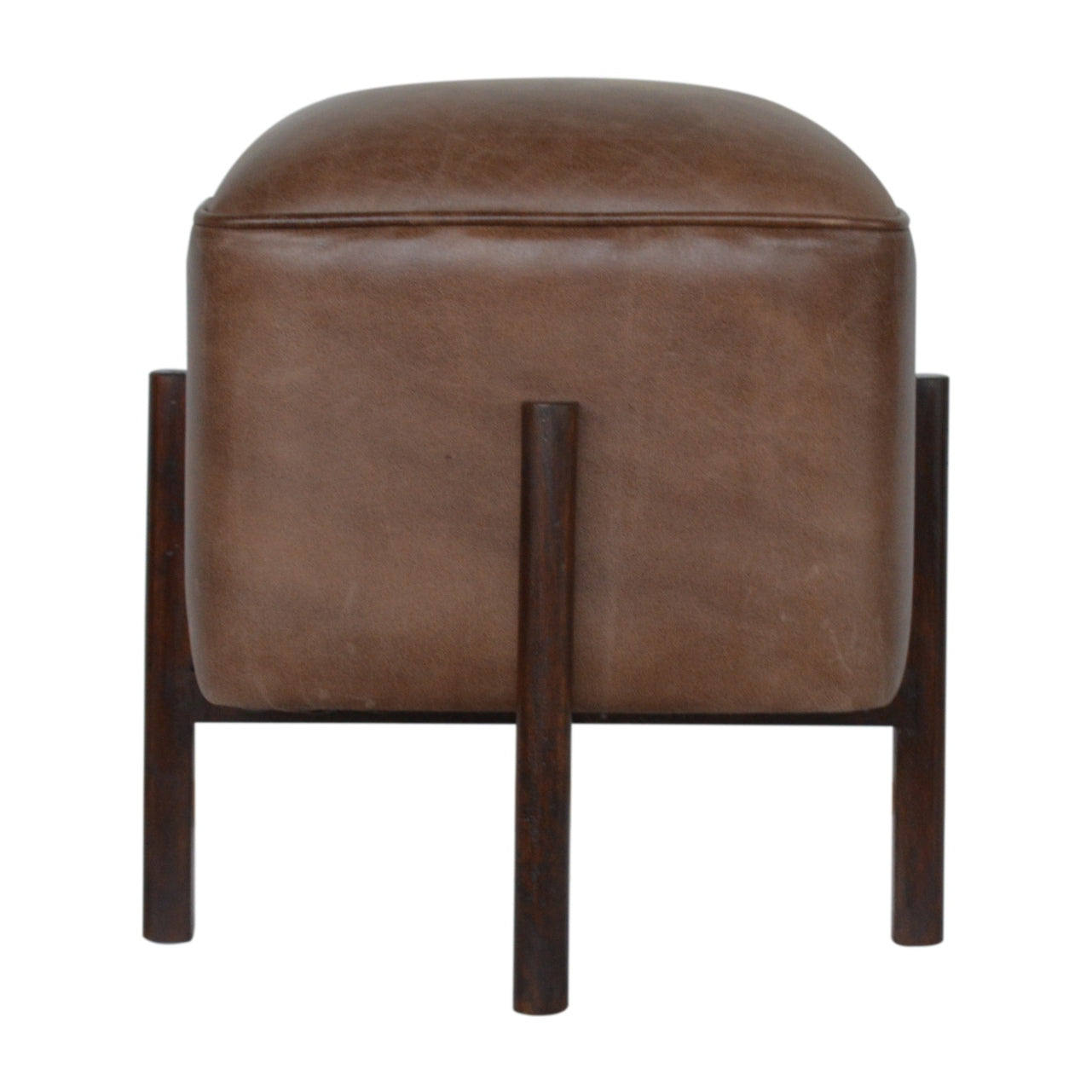 Solid Wood Leather Footstool