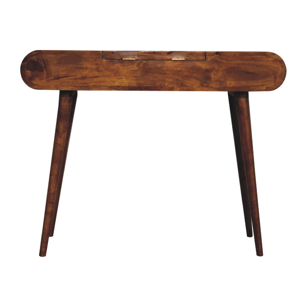 Artisan Chestnut Mirror Dressing Table with a large mirror and storage drawers, ideal for bedroom decor.