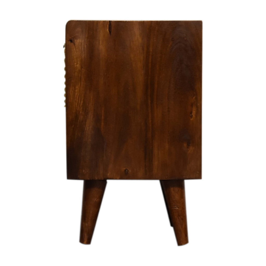 Artisan Mini Manila Gold 1 Drawer Bedside table with a sleek design and gold finish, featuring a single drawer and compact size.
