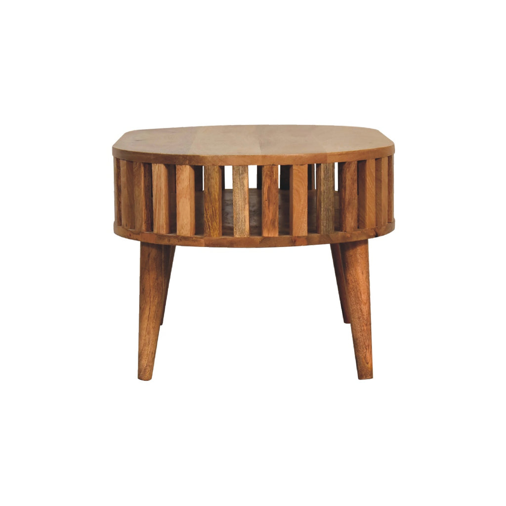 Artisan Ariella coffee table with a sleek modern design, featuring a smooth wooden surface and sturdy legs.