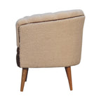 Artisan Boucle Cream Buffalo Armchair, a stylish accent chair with textured boucle fabric and wooden legs.