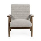 Julian Bowen Ivy Armchair in neutral fabric with wooden legs, modern accent chair with plush cushioning and stylish design.