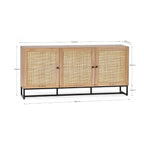 Padstow 3 Door Rattan Sideboard