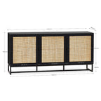 Padstow 3 Door Rattan Sideboard