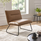 Julian Bowen Saxon Lounge Chair in neutral fabric, modern accent chair with wooden legs and comfortable cushioning.