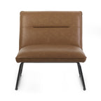 Julian Bowen Saxon Lounge Chair in neutral fabric with wooden legs, designed as a stylish accent chair for modern interiors.