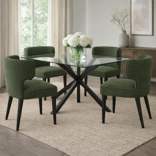 Hill Interiors Avia dining chair with wooden legs and cushioned seat, modern design for kitchen or dining room.
