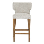 Direct front profile view of the Avia Mist Upholstered Barstool in mist-grey fabric.