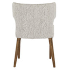 Rear elevation view showing the winged backrest on the Avia Mist grey upholstered dining chair