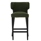 Direct front profile view of the Avia Moss Upholstered Barstool in dark green fabric.