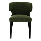 Front view displaying the padded seat cushion and dark tapered legs of the Avia Moss green dining chair