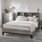 Bali grey oak bookcase bed styled in a modern minimalist bedroom with neutral decor