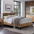 Bali wooden bookcase bed in natural oak styled in a modern loft bedroom setting
