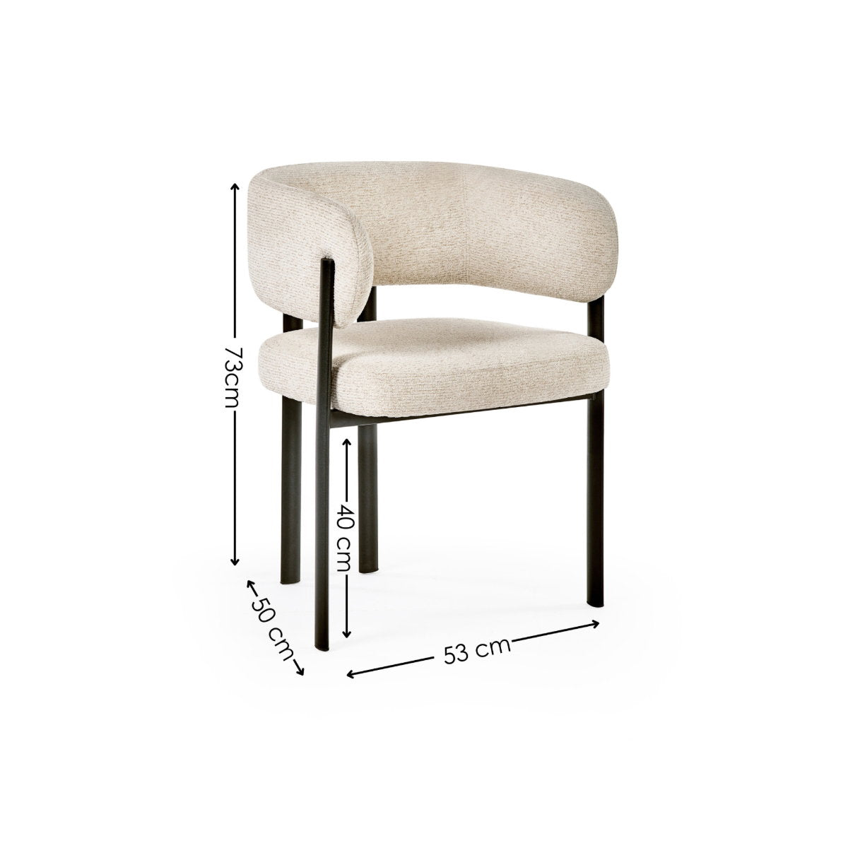 Bolivia cream chenille dining chair dimensions