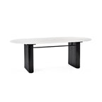 Bolivia Oval Dining Table with wooden finish, showcasing its sleek oval shape and sturdy legs for elegant dining.