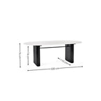 Bolivia 220cm white marble effect oval dining table with black pedestal legs