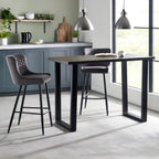 Dark oak Brooklyn bar table styled in a contemporary kitchen setting.