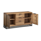 Front view of the Brooklyn dark oak large sideboard on a white background