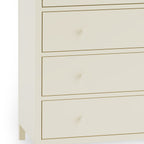 Close-up detail of the top drawers and painted ivory finish on the Coxmoor chest of drawers.