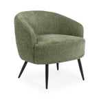 Isolated front view of the olive green Dahlia accent chair against a white background