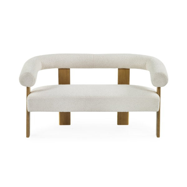 Front view of Freya Sofa white cushion with wooden frame