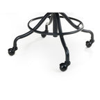 Close-up detail of the black metal footring base and castor wheels on the Gehry office chair.