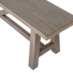 Top angle view displaying the smooth natural wood grain surface and corner construction of the Haldon bench