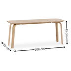 Dimension breakdown diagram displaying width, depth, and height measurements for the Kaito oak wooden dining table