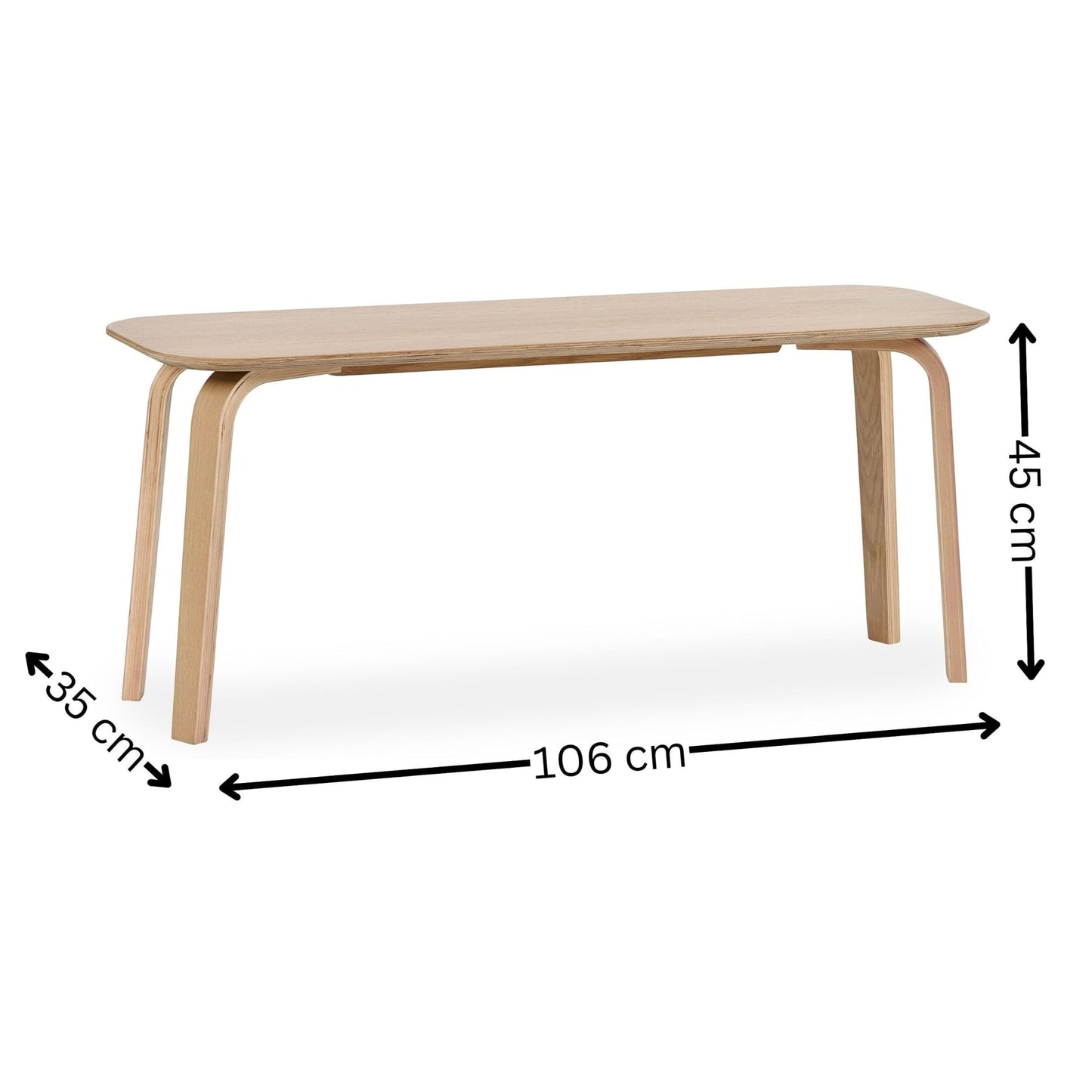 Dimension breakdown diagram displaying width, depth, and height measurements for the Kaito oak wooden dining table