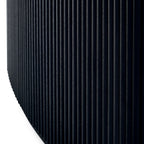 Close-up view of the vertical reeded fluted detail on the curved pedestal base of the Louis dining table