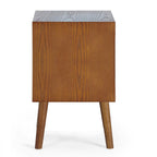 Back view studio shot showing the clean panel finish of the Lowry Cherry Ash bedside table