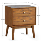 Dimension breakdown diagram for the Lowry Cherry Ash 2 drawer bedside table