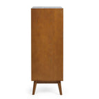 Side profile studio view showcasing the depth and clean lines of the Lowry Cherry Ash chest