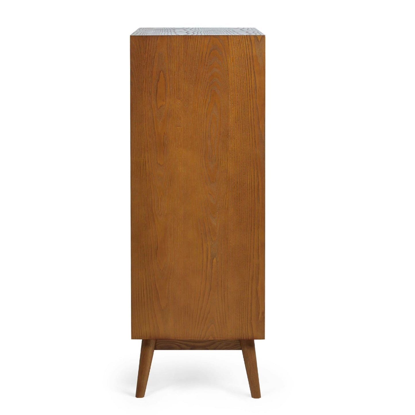 Side profile studio view showcasing the depth and clean lines of the Lowry Cherry Ash chest
