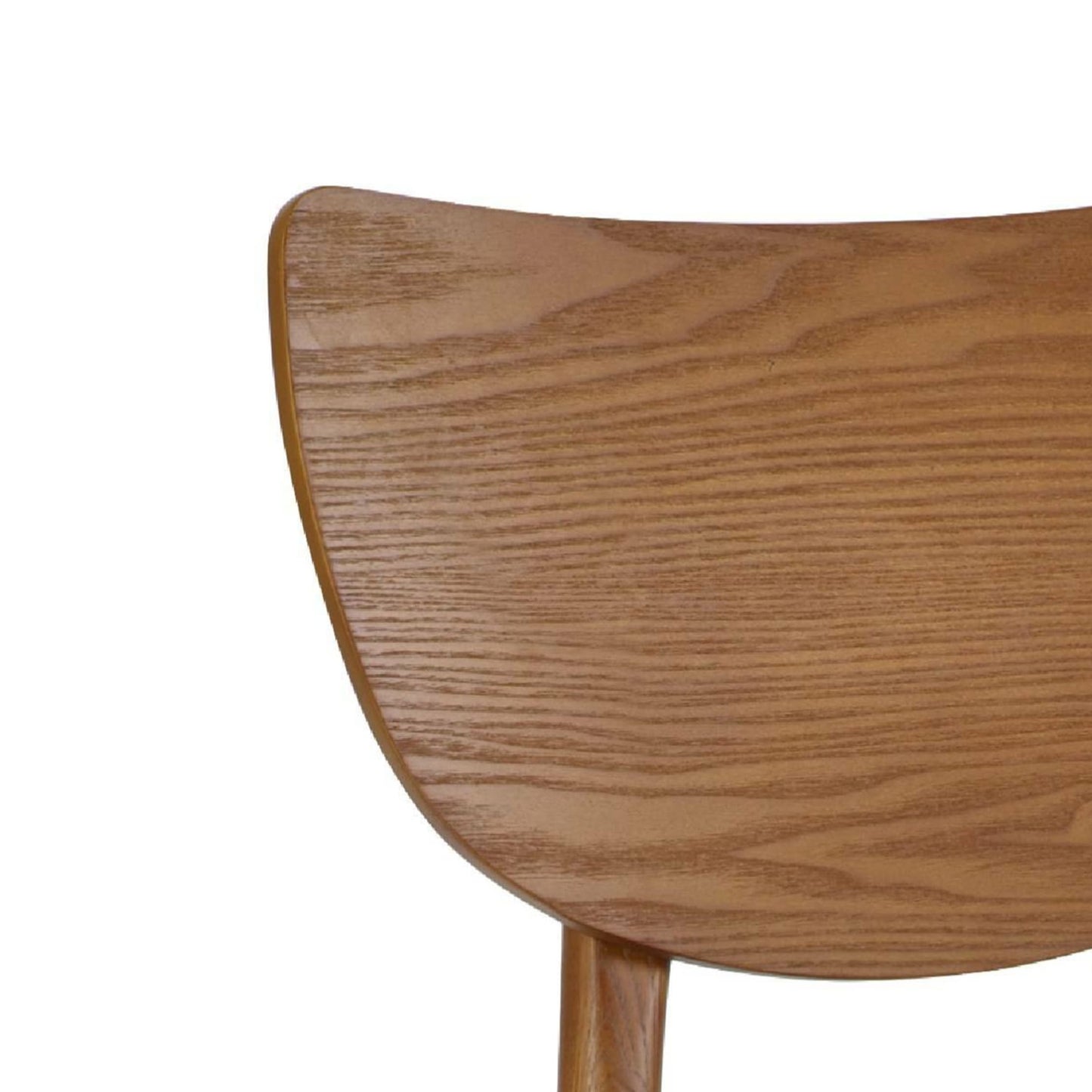 Close-up view of the rounded backrest showcasing the organic grain of the exquisite cherry ash veneer