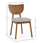 Dimension breakdown diagram for the Lowry dining chair with mid-century tapered wooden frame