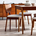 Set of 2 Lowry dining chairs in exquisite cherry ash veneer styled around a dining table in a modern home