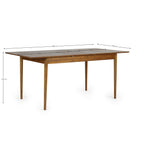 Dimension breakdown diagram for the Lowry 2 drawer extending dining table in its fully extended position
