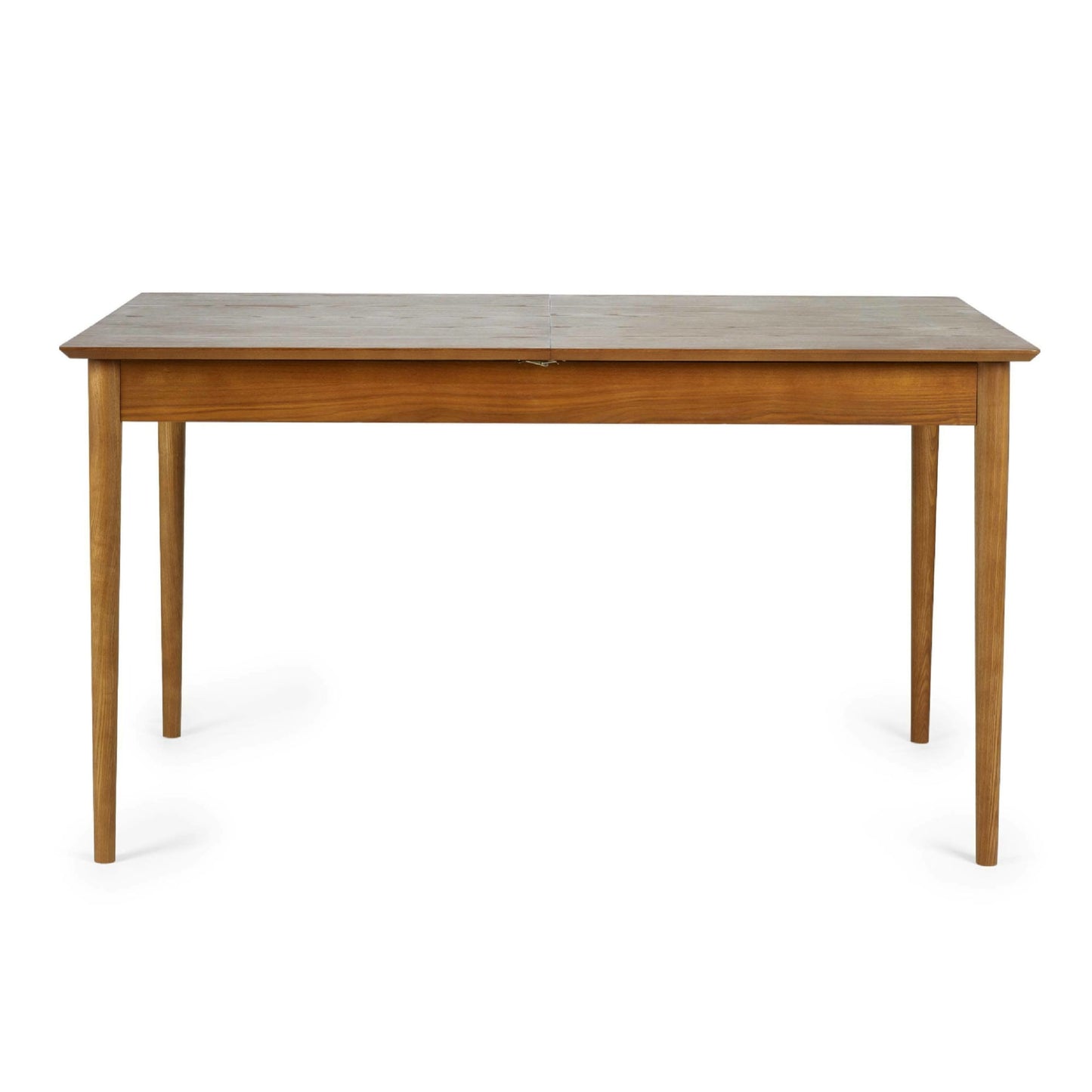 Front view studio shot of the Lowry 2 drawer extending dining table with mid-century tapered wooden legs