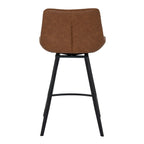 Rear view displaying the backrest contour and integrated footrest frame on the Malmo tan swivel bar stool